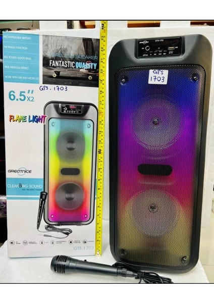 Işıklı Büyük Boy Party Box Bluetooth Hoparlör Taşınabilir Şarjlı Ses Sistemi Radyolu Karaoke