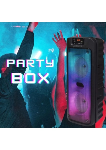 Işıklı Büyük Boy Party Box Bluetooth Hoparlör Taşınabilir Şarjlı Ses Sistemi Radyolu Karaoke