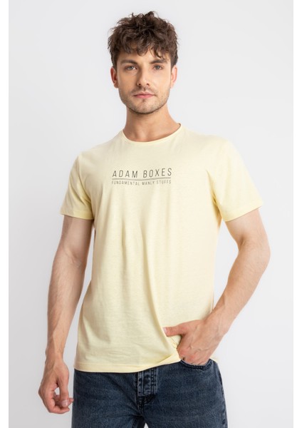 Erkek/ Baskılı O-Yaka T-Shirt Girasol - Açık Sarı