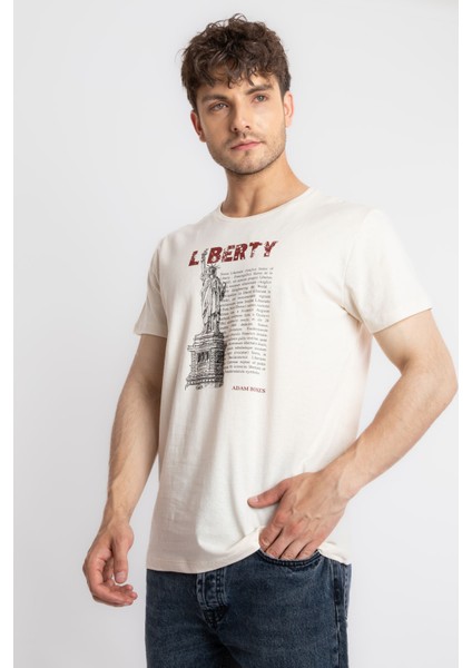 Erkek/ Baskılı O-Yaka T-Shirt Libestatuas - Ham Pamuk modelleri
