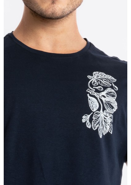 Erkek/ Baskılı O-Yaka T-Shirt Bandos - Lacivert fırsatları