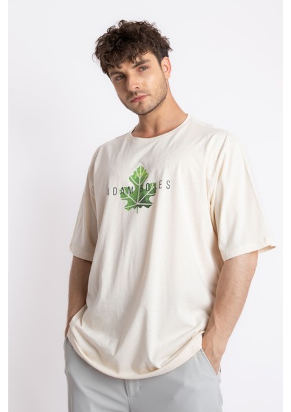 Erkek/ Baskılı Oversize O-Yaka T-Shirt Suelto - Ham Pamuk modelleri