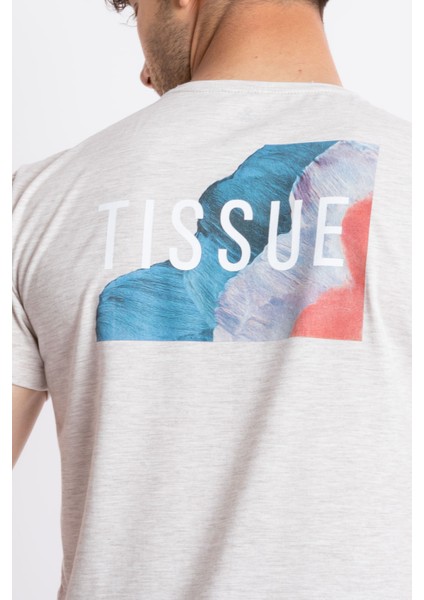 Erkek/ Baskılı O-Yaka T-Shirt Tissue - Kahve Melanj indirimleri