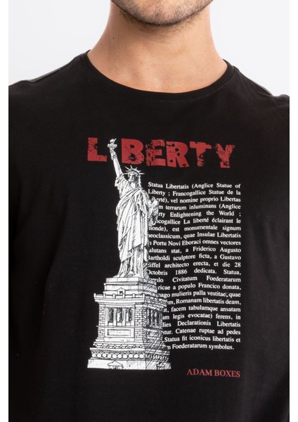 Erkek/ Baskılı O-Yaka T-Shirt Libestatuas - Siyah indirimleri