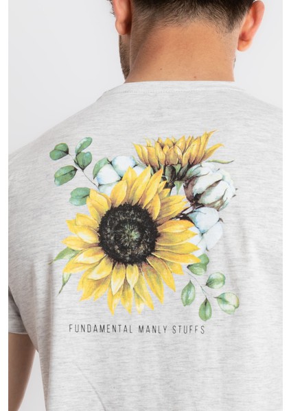 Erkek/ Baskılı O-Yaka T-Shirt Girasol - Gri Melanj indirimleri