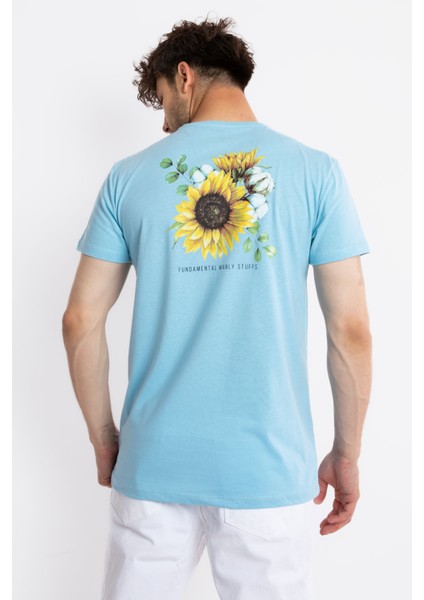 Erkek/ Baskılı O-Yaka T-Shirt Girasol - Açık Mavi modelleri