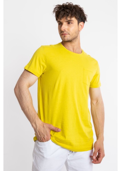 Erkek/ O-Yaka Cepli T-Shirt Bolsillo - Zeytin Yeşili fiyatları