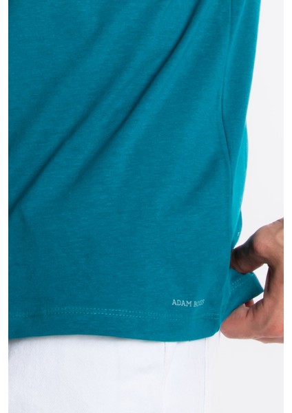 Erkek/ O-Yaka Cepli T-Shirt Bolsillo - Göl Yeşili indirimleri