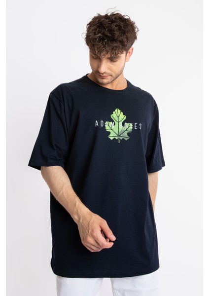 Erkek/ Baskılı Oversize O-Yaka T-Shirt Suelto - Lacivert fiyatları