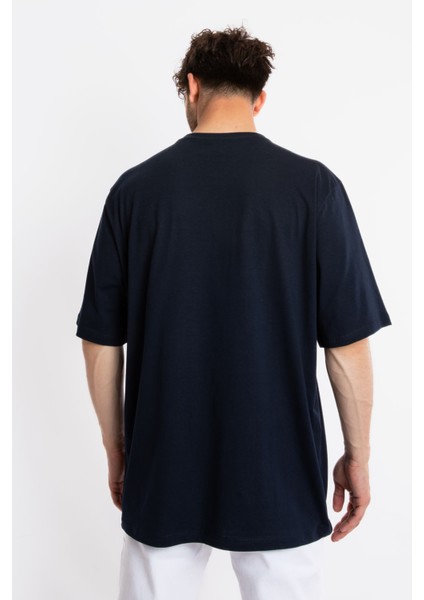 Erkek/ Baskılı Oversize O-Yaka T-Shirt Suelto - Lacivert fırsatları