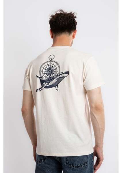 Erkek/ Baskılı O-Yaka T-Shirt Marino - Ham Pamuk modelleri