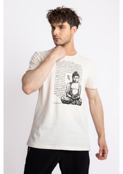 Erkek/ Baskılı O-Yaka T-Shirt Budestatuas - Ham Pamuk modelleri