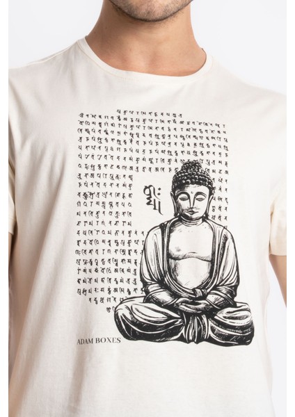 Erkek/ Baskılı O-Yaka T-Shirt Budestatuas - Ham Pamuk indirimleri