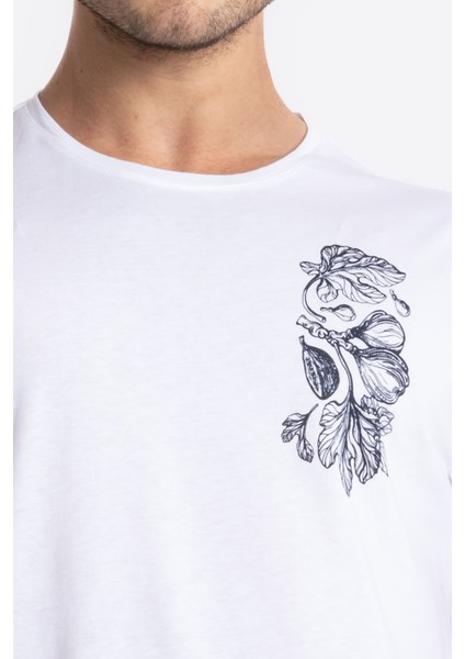 Erkek/ Baskılı O-Yaka T-Shirt Bandos - Beyaz fırsatları