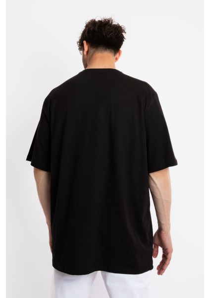 Erkek/ Baskılı Oversize O-Yaka T-Shirt Suelto - Siyah fırsatları