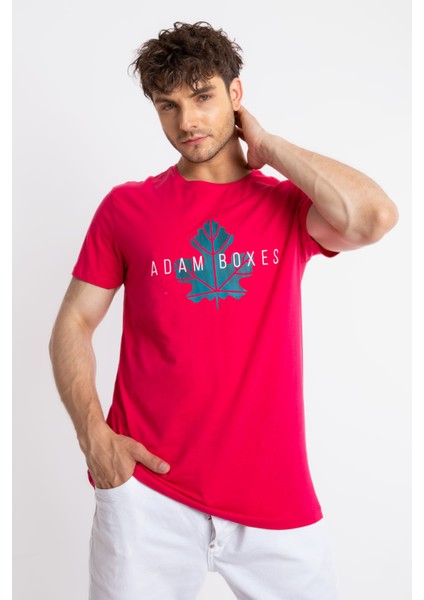 Erkek/ Baskılı O-Yaka T-Shirt Anillo - Macenta