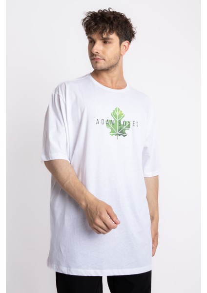 Erkek/ Baskılı Oversize O-Yaka T-Shirt Suelto - Beyaz modelleri