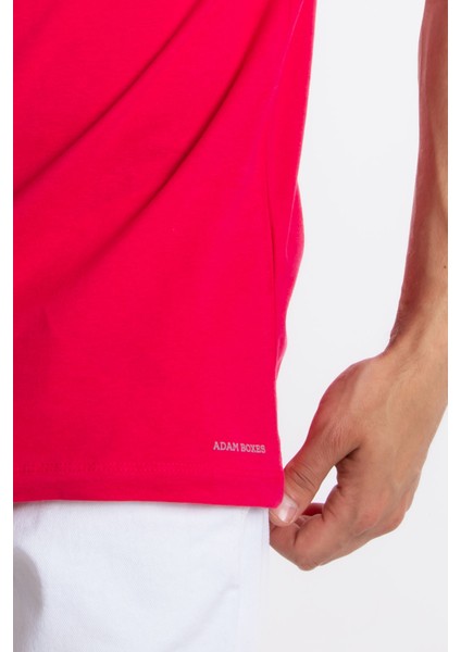 Erkek/ O-Yaka Cepli T-Shirt Bolsillo - Macenta indirimleri