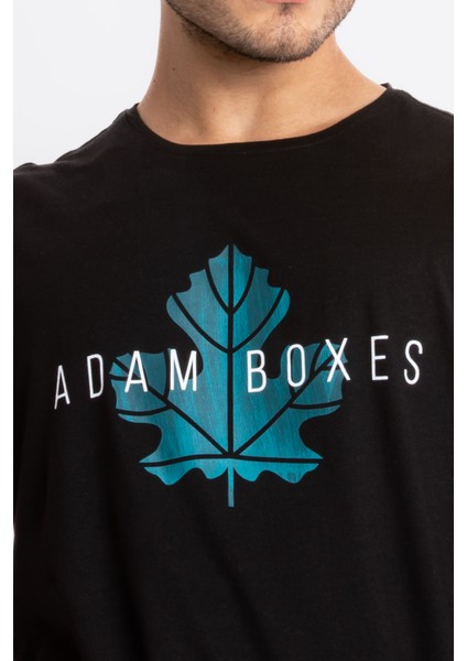 Erkek/ Baskılı O-Yaka T-Shirt Anillo - Siyah (Göl Yeşili Baskılı) indirimleri