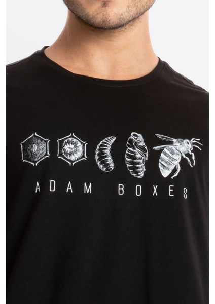 Erkek/ Baskılı O-Yaka T-Shirt Apiso - Siyah indirimleri