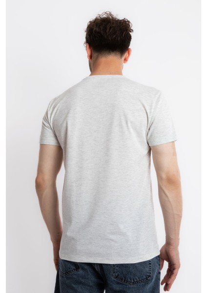 Erkek/ Baskılı O-Yaka T-Shirt Apiso - Gri Melanj fırsatları