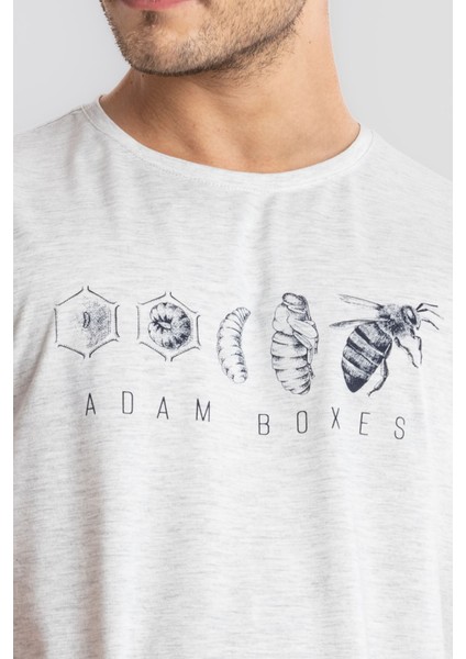 Erkek/ Baskılı O-Yaka T-Shirt Apiso - Gri Melanj indirimleri