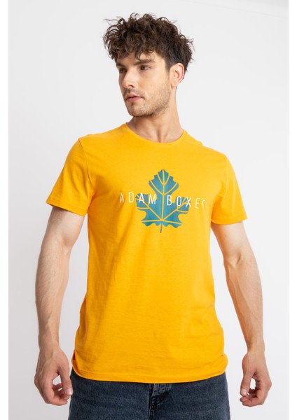 Erkek/ Baskılı O-Yaka T-Shirt Anillo - Koyu Sarı