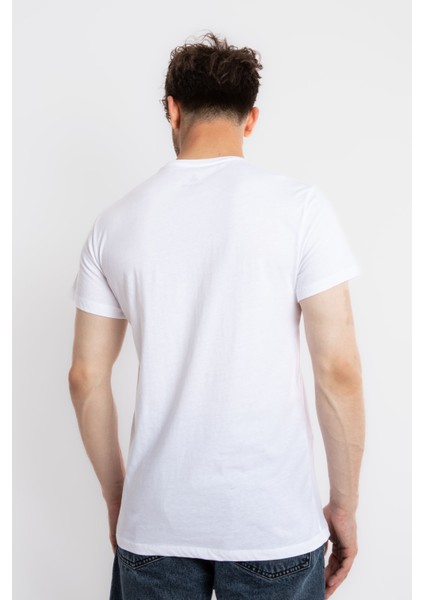 Erkek/ Baskılı O-Yaka T-Shirt Apiso - Beyaz fırsatları