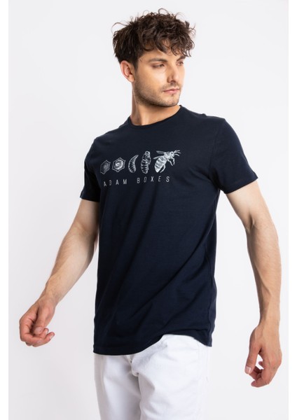 Erkek/ Baskılı O-Yaka T-Shirt Apiso - Lacivert fiyatları