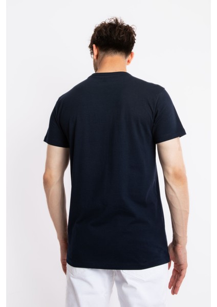 Erkek/ Baskılı O-Yaka T-Shirt Apiso - Lacivert fırsatları