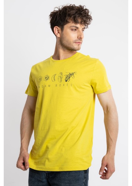 Erkek/ Baskılı O-Yaka T-Shirt Apiso - Zeytin Yeşili fiyatları