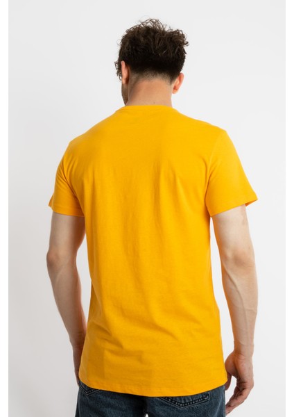 Erkek/ Baskılı O-Yaka T-Shirt Apiso - Koyu Sarı fırsatları