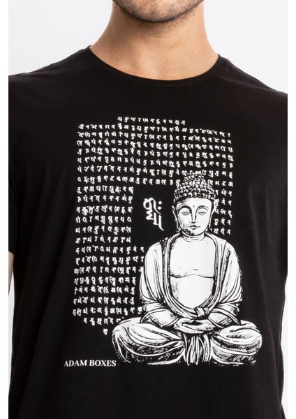 Erkek/ Baskılı O-Yaka T-Shirt Budestatuas - Siyah indirimleri