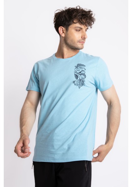Erkek/ Baskılı O-Yaka T-Shirt Bandos - Açık Mavi fiyatları