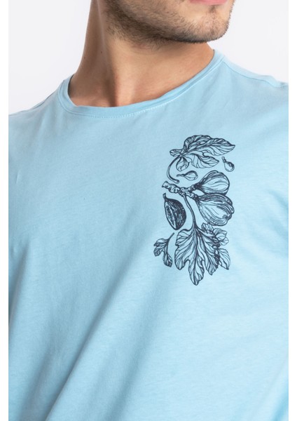 Erkek/ Baskılı O-Yaka T-Shirt Bandos - Açık Mavi fırsatları