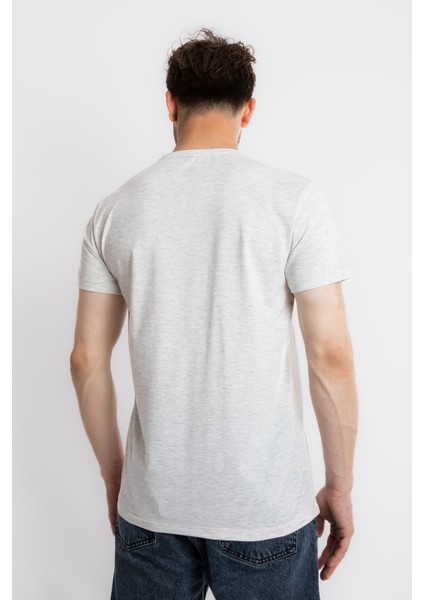 Erkek/ Baskılı O-Yaka T-Shirt Premiver - Gri Melanj modelleri