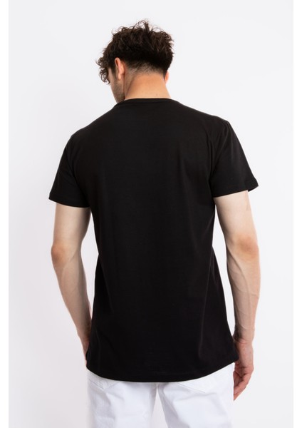 Erkek/ Baskılı O-Yaka T-Shirt Herestatuas - Siyah fırsatları