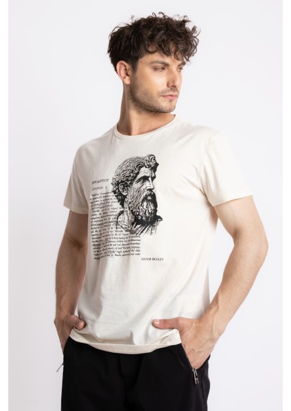 Erkek/ Baskılı O-Yaka T-Shirt Herestatuas - Ham Pamuk fiyatları