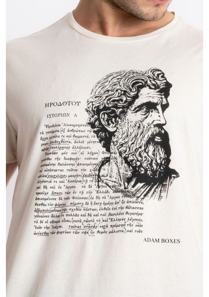 Erkek/ Baskılı O-Yaka T-Shirt Herestatuas - Ham Pamuk indirimleri