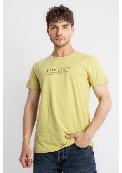 Erkek/ Baskılı O-Yaka T-Shirt Girasol - Açık Haki