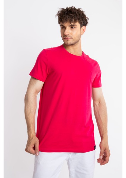 Erkek/ Baskılı O-Yaka T-Shirt Premiver - Macenta fiyatları