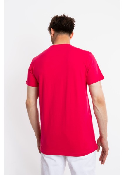 Erkek/ Baskılı O-Yaka T-Shirt Premiver - Macenta modelleri