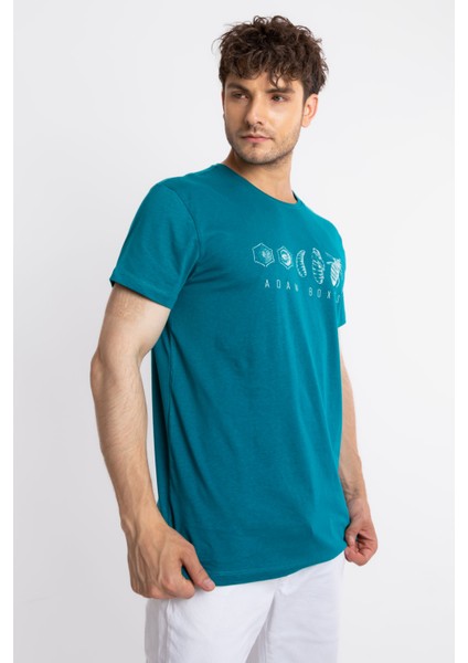 Erkek/ Baskılı O-Yaka T-Shirt Apiso - Göl Yeşili modelleri