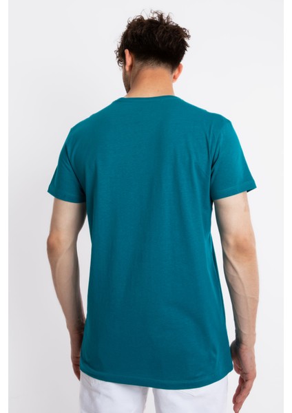 Erkek/ Baskılı O-Yaka T-Shirt Apiso - Göl Yeşili fırsatları