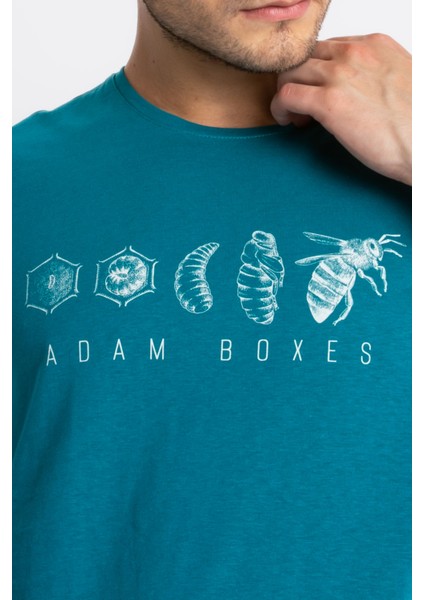 Erkek/ Baskılı O-Yaka T-Shirt Apiso - Göl Yeşili indirimleri