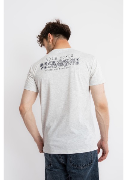 Erkek/ Baskılı O-Yaka T-Shirt Bandos - Gri Melanj modelleri