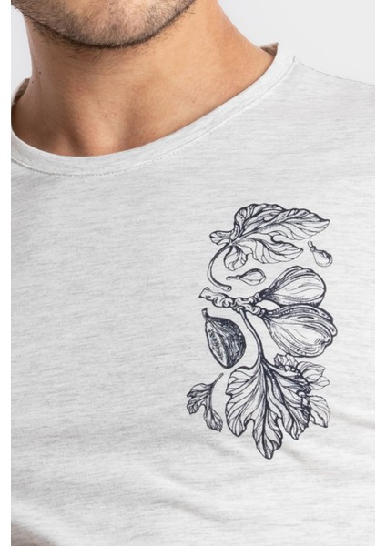 Erkek/ Baskılı O-Yaka T-Shirt Bandos - Gri Melanj fırsatları