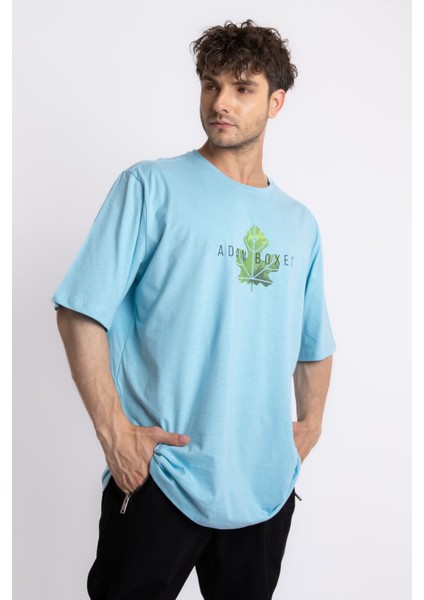 Erkek/ Baskılı Oversize O-Yaka T-Shirt Suelto - Açık Mavi fiyatları