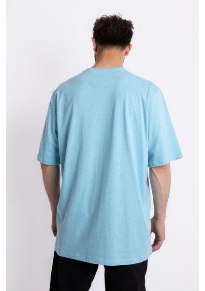 Erkek/ Baskılı Oversize O-Yaka T-Shirt Suelto - Açık Mavi fırsatları