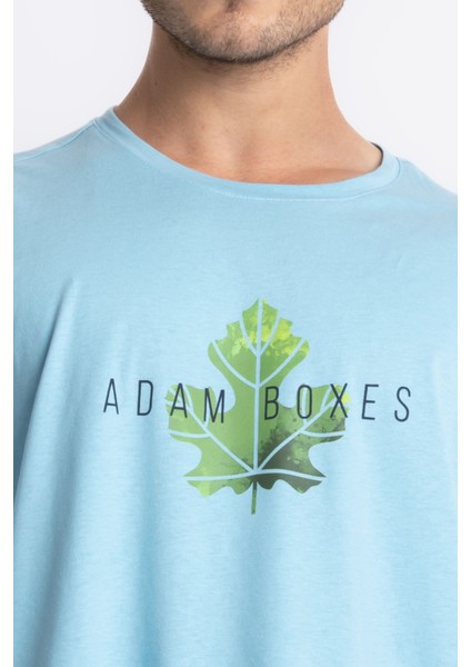 Erkek/ Baskılı Oversize O-Yaka T-Shirt Suelto - Açık Mavi indirimleri